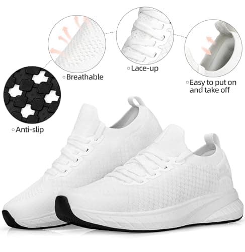 Puweco Womens Trainers Running Shoes Walking Sneaker White — view 4