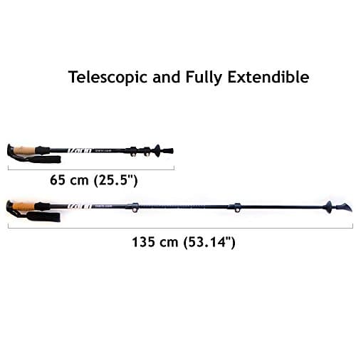 iZarin® Pair of Telescopic Aluminium Nordic Walking Poles Trekking Hiking Sticks with Carry Travel Bag & Extra Accessories Rubber Tips/Lightweight for Backpacking Mountaineering Climbing Men & Women — view 2