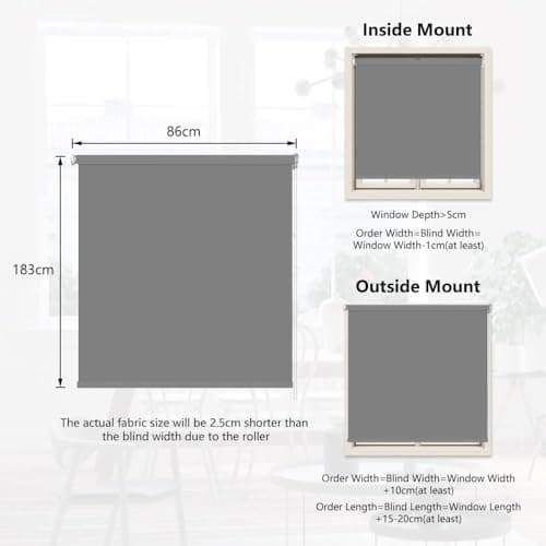 Portable Sky Blue Blackout Roller Blinds 80x290 cm Waterproof Fabric Window es for Travel Temporary & Permanent Use Thermal Ilat Ideal for Any Room — view 4
