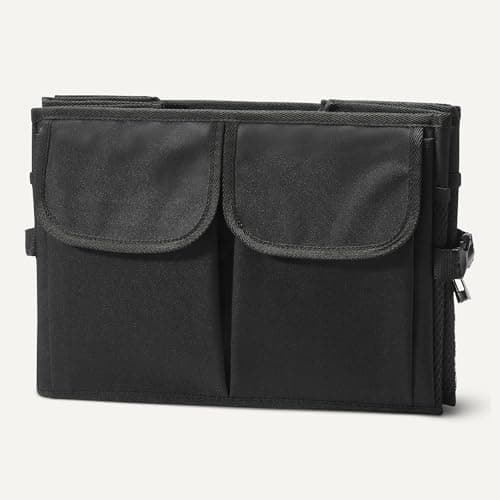 Amazon Basics Car Boot Organiser, Multi-Compartment Trunk Storage Box, Foldable, 51L Capacity, Black — view 3