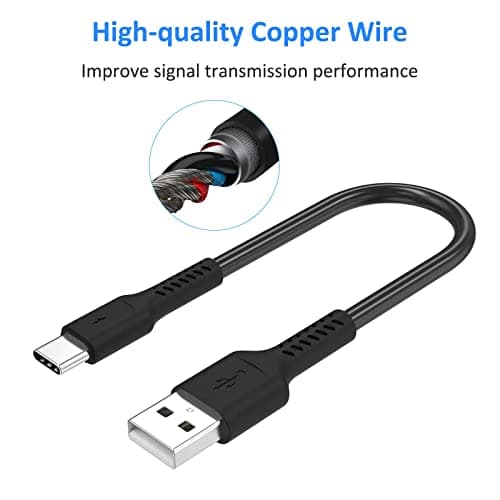 ADILIFT USB C Cable Short 5Pack 20cm, 3A Type C Fast Charging Cord, Black — view 6