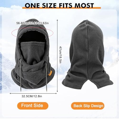 AYPOW Balaclava Winter Thermal Hat Ski Mask, Windproof Snood Warm Fleece Face Mask Hood Hat Unisex, Breathable Face Cover Neck Warmer for Outdoor Sports Motorcycle Cycling Grey — view 6