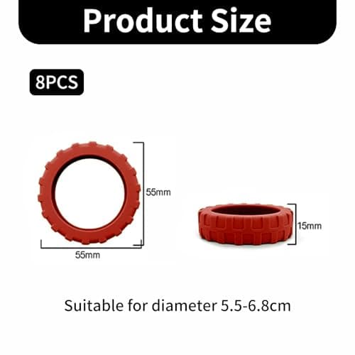 JWJDSAK 8 Pcs Silicone Wheel Covers for Suitcase - Off-Road Luggage Wheel Protectors with Noise Reduction & Anti-Scratch, Universal Suitcase Accessories (Red) — view 2