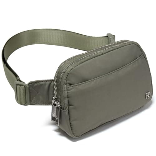 Pander Nylon Fanny Pack Belt Bag for Women with 5 Zipper Pockets, Grey Sage, [8.25"(21cm)L x 2.25"(5.7cm)W x 5.5"(14cm)H]