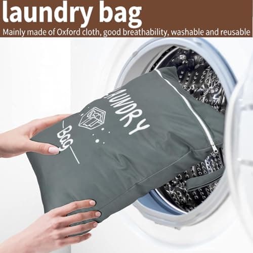 4 Pcs Travel Laundry Bags, Portable Dirty Clothes Storage Bags, Portable Clothes Bags with Zipper, Suitable for Home Travel Gym Camping Dormitory Caravan (Green, Pink, Black and Gray) — view 4