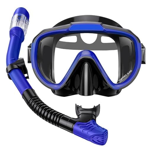 Lealinga Snorkel Set Adult Kid Panoramic View Snorkel Mask with Travel Bag