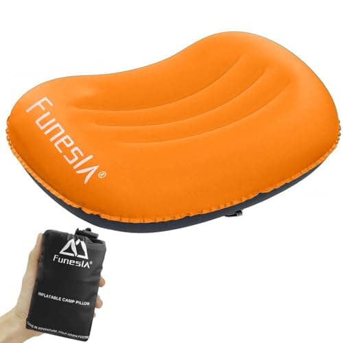 Funesla Camping Pillow Inflatable, Compressible, Lightweight Inflatable Pillows for Camping, Small InflatableTravel Camping Pillow for Adults Kids, Backpacking, Hiking, Beach-Orange