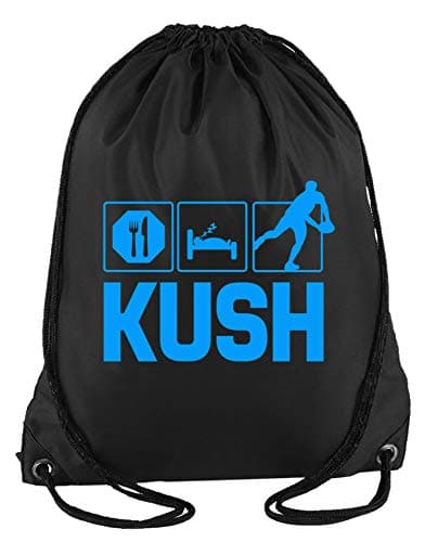 Daytripper Kush Eat Sleep Rugby Union Personalised Custom Name Boys Sport Gym Bag School Gymsac 33 x 45 cm 11 Litrers