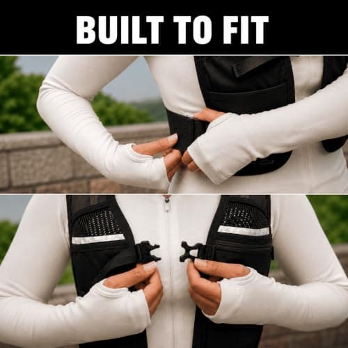 TENTRA Running Vest For Women Men With 500ml Water Bottle | Waterproof Phone Holder | Unisex Adjustable Reflective Vest | 8 Pockets, Lightweight Running Hydration Vest | Running Accessories — view 4