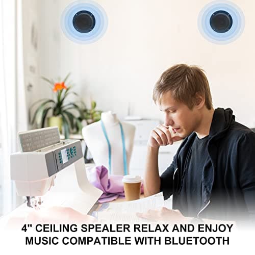 Herdio 160W 4 Inch Ceiling Bluetooth Speaker Kit Amplifier Water Resistant Ceiling Speakers For Bathroom Kitchen Home Outdoor (BLACK) — view 5