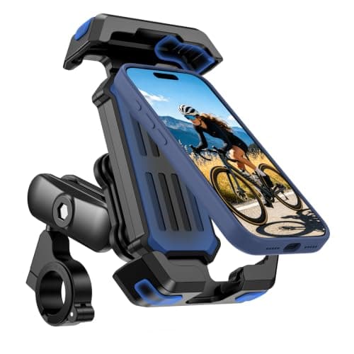 BRDRC Motorcycle & Bike Phone Mount‑720° Rotatable Metal Extension Arm, Anti‑Theft Universal Handlebar Holder, Dual Vibration Dampening, Compatible with iPhone 17/16/15 & 4.8‑7.5" Smartphones