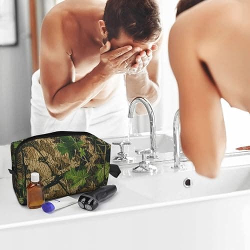 HSYOYO Travel Toiletry Bag for Women Men,Portable Hanging Toiletry Bag,Waterproof Dopp Kit Cosmetic Organizer,Large Capacity Shaving Bag Makeup Bag, Camouflage Leaf, One Size — view 6