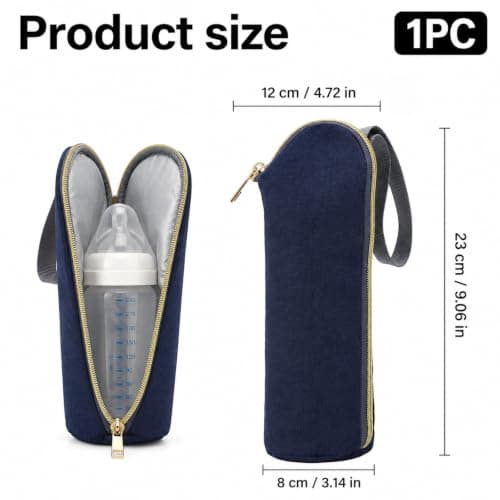 JiaYiXu 1 Pack Insulated Baby Bottle Bag, Dark Blue Milk Cooler Bottle Cooler Warmer Pouch, Baby Bottles Cooler Bag, Portable Travel Thermal Bags for Bottles — view 2