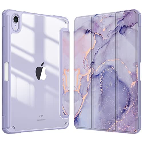 FINTIE Hybrid Case for iPad Mini 7 / Mini 6 8.3 Inch, Lilac Marble