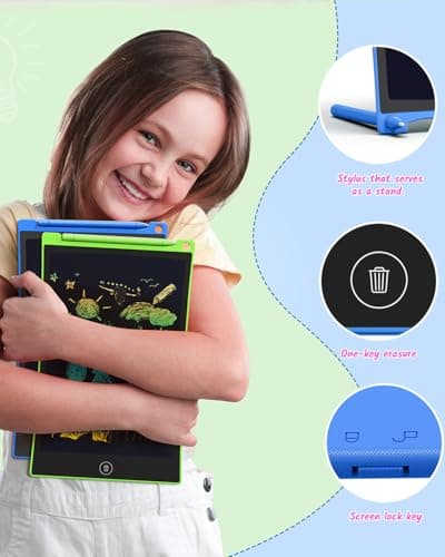 TECJOE 2 Pack LCD Writing Tablet, 8.5 Inch Colorful Doodle Board Drawing Tablet for Kids, Erasable Reusable Writing Drawing Pad, Learning Toys Gifts for 3 4 5 6 Years Old Boys and Girls Toddlers — view 2