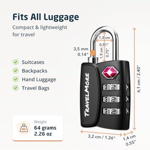 2-Pack TSA Approved 3-Digit Luggage Locks with Open Alert Indicator for Travel Suitcases & Baggage | Luggage Locks | TSA Locks | Black — view 2