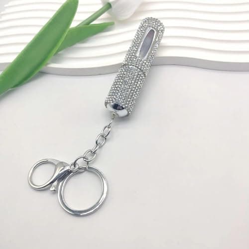 Refillable Perfume Bottle with Keychain, 5ml Crystal Portable Perfume Spray Bottle, Empty Press Head Key Ring Perfume Atomizer for Travel(Red) — view 5