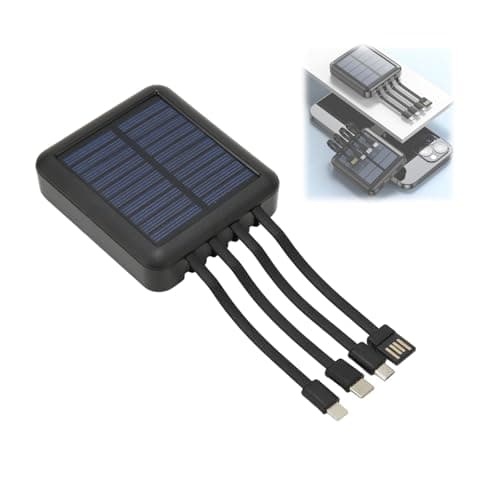 Solar Power Bank, 20000mAh Portable Charger with Solar Panel, 2 USB Ports and USB-C Input, Includes Charging Cable for Outdoor Hiking, Camping, Travel