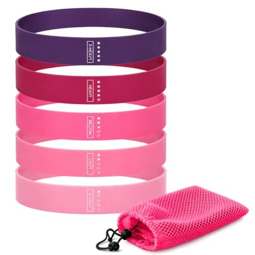 Resistance Bands Set, 5 Mini Loop Exercise Bands with X-Light to X-Heavy Resistance for Full-Body Workouts, Pilates, Stretching, Strength Training, Home Gym and Travel, TPE Fitness Bands
