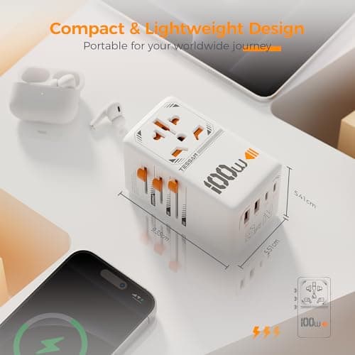 TESSAN 100W Universal Travel Adapter with 2 USB C and 2 USB A — view 6