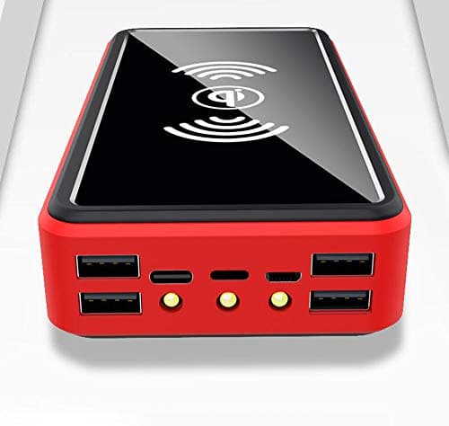 Y&W 100000Mah Power Bank Portable Solar Wireless Charger - External Battery with LED Status Indicator, High-Capacity Powerbank, for Iphone, Android, Red