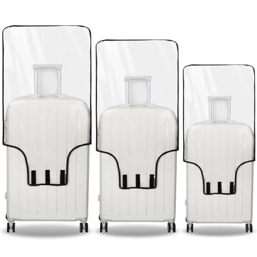 oneant 3Pcs Suitcase Cover Protectors PVC Luggage Cover for Suitcases 20/24/28 Inch Transparent Clear Suitcase Cover for Wheeled Trolley Case Home Travel Case Accessories (Clear) — view 2