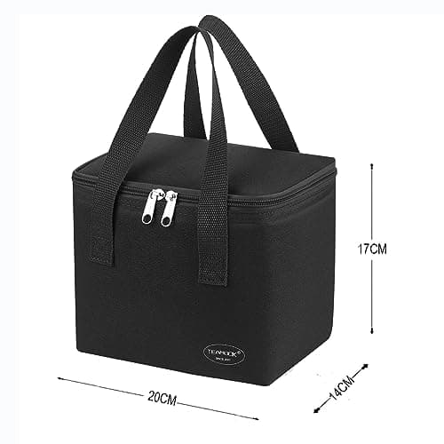 TEAMOOK Small Cool Bag Leakproof Waterproof Soft Insulated Lunch Bag for Adults and Kids 6 Cans (Black) — view 2