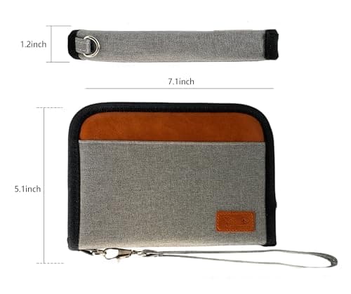 Passport Holder Travel Wallet, For 2 Passports, Small Passport Bag, Double, Dual, A5, Document Folder, Case, Purse, RFID Blocking, Holiday, Waterproof Organisers, Travel Accessories, Grey, UK GBRN S — view 3