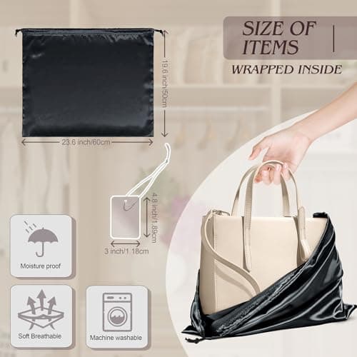 Manyshofu Satin Shoe Storage Bag, 7 Pack, Black (23.6 x 19.6) — view 3