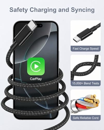 USB C to USB C Charger Cable 1M+2M 2Pack,60W Phone Charger Cable USB-C Fast Charge Nylon Braided USBC Fast Charging cable Type c Lead compatible with i-Phone 17/16/15 Pro Max,MacBook Air,for Sam/sung — view 5