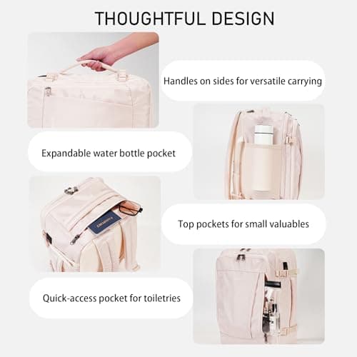 ECOHUB 20L Max Ryanair Cabin Bag 40x20x25 Underseat Backpack Carry on Bag Hand Luggage Backpack with USB Port Recycled PET Eco Friendly Rucksack for Women & Men, Beige (Patented) — view 4