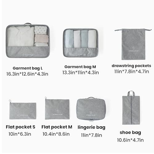 FUNSEED 7 Set Packing Cubes for Travel Accessories, Travel Essentials Compression Suitcase Luggage Organizer(Brown) — view 2