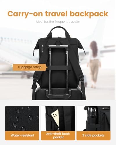 LOVEVOOK Women Laptop Backpack With Electronics Organizer Bag, USB Charging Port, 15.6inch, Water-resistant Rucksack For School College University Travel Work ,Black — view 5
