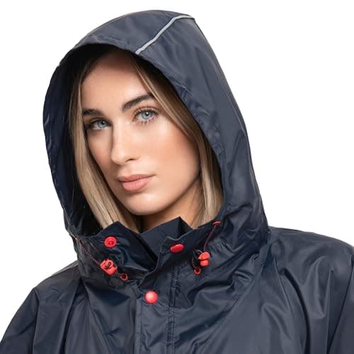 Mac in a Sac - Poncho - Packable Waterproof Cape for Men & Women - Lightweight and Breathable Rain Jacket with Hood that Packs into its own Bag - Navy - One-Size — view 5