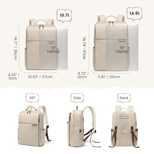 GOLF QUALITY Laptop Backpack, Hand Luggage, 16 Inches, Backpack for Men and Women, Business Backpack, Waterproof, Backpack Daypack for School, Cycling, Leisure and Travel, apricot, 16 Zoll — view 4