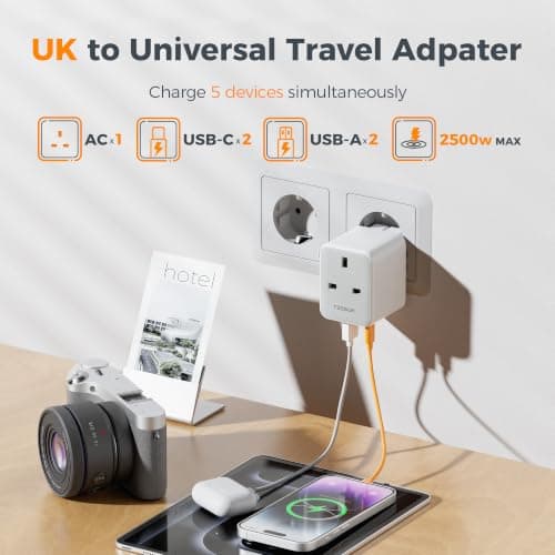 TESSAN Universal Travel Adapter with 2 USB C and 2 USB A Ports — view 3