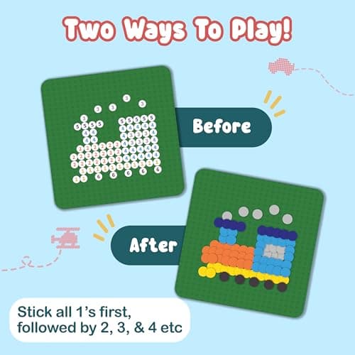 Binca Dotties Vehicles Dot Art Activity Kit — On The Go | 750+ Stickers | Mess-Free Travel Activity for Kids Ages 4-7 | Craft Kit for Boys | Plane & Car Journey Activity — view 6