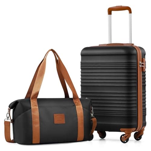 COOLIFE 55×35×20 Cabin Suitcase + 40x25x20cm Ryanair Cabin Bag EasyJet Set