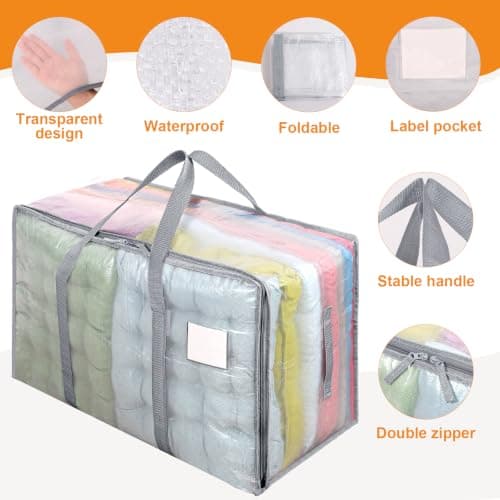 Dntorx 6 Pack 105L Moving Bags Clothes Storage Bags Drom Packing Box, Grey — view 3