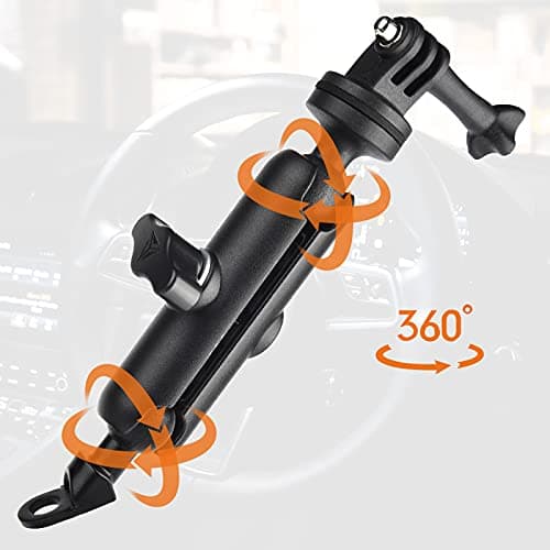 CAMOLO Motorcycle Action Camera Mount Holder, Handlebar Mount Clip for Bike/Bicycle/Motorcycle/Motor,Compatible with GoPro Hero 6/7/8/9&AKASO, SJCAM, DJI Osmo YI and More — view 2