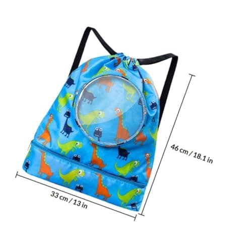 MAGICLULU Waterproof Swimming Drawstring Backpack PVC Large Blue Dinosaur Dry Wet Separate Bag with Shoe Compartment for Travel Camping — view 2