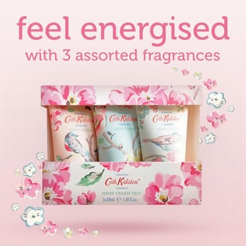 Cath Kidston Hand Cream 3x 30ml, Shea Butter, 3 Fragrances, Hand Care Moisturiser, Pocket and Travel Size, Vegan and Cruelty Friendly, Beauty Gift For Her, Blossom Birds Collection — view 4