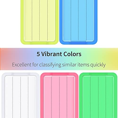 Uniclife 20 Pieces Key Tags 5 cm Plastic Key Chain Tags with Ruled Blank Paper Labels Transparent Covers and Split Rings Sturdy Item Identifiers, 5 Colors — view 2