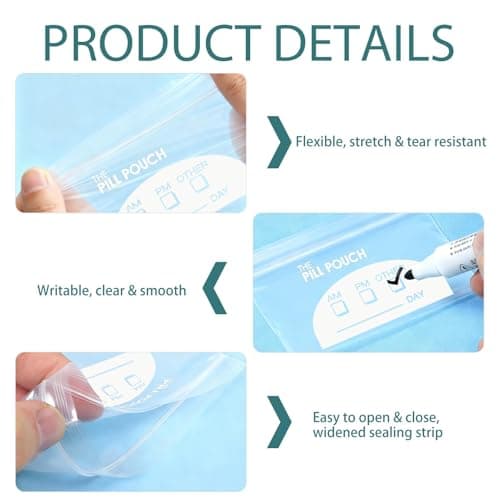 Pill Pouch Bags（Pack of 100） 3"X 2.6" 3Mil Plastic Pill Organizer Bags — view 3