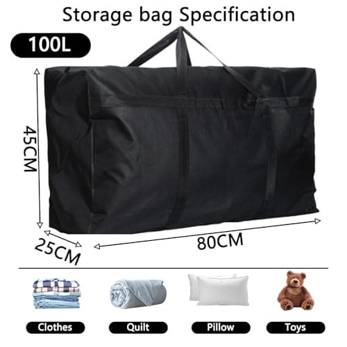 Hao Zhu moving bags 2 Pack 100L Per Bag Storage Bags with Zips — view 2