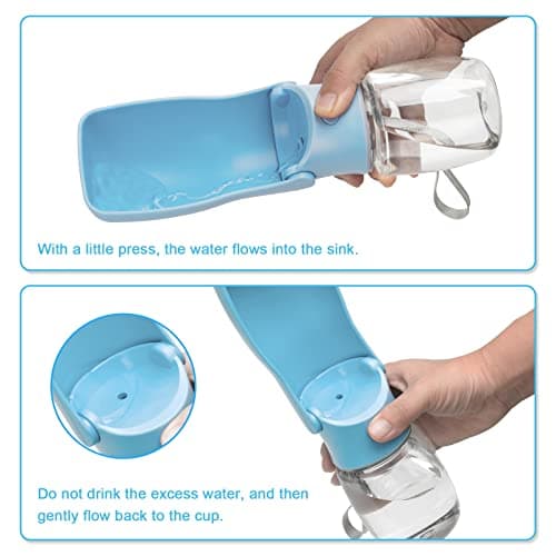 Canareen Foldable Travel Dog Water Bottle for Dog Cat Outdoor(350ml,Blue) — view 4