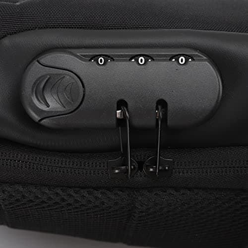 NinGYiYan Anti Theft Chest Bag,for Outdoor Travel,with Combination Lock,Headphone Hole, Fabric,Comfortable Handle,Multifunctional Pockets (Black) — view 4