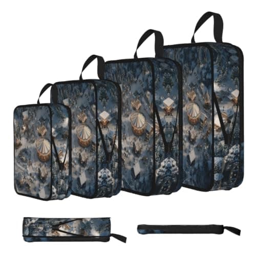 Winter Wonderland Print 4 Set Expandable Packing Organizers For Luggage Suitcase Travel Accessories