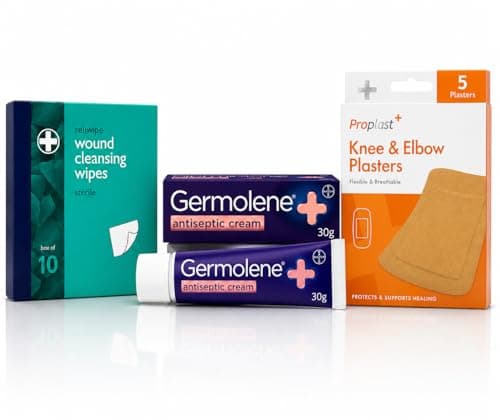 Antiseptic Cream 30g Bundle with 10 Cleansing Wipes & 5 Fabric Plasters | Travel & Home Care Essentials Kit