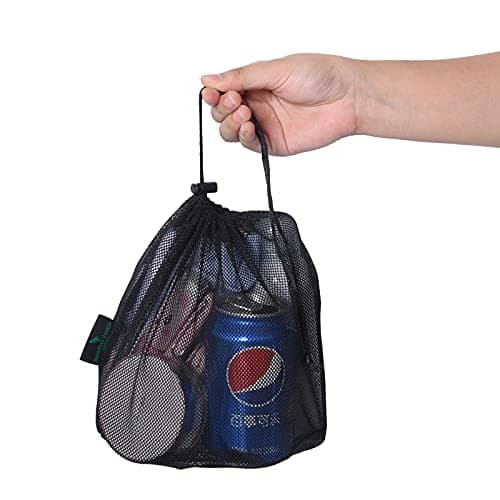 iBasingo Black Drawstring Mesh Bags Nylon Stuff Sack 5-Pack BVP04 — view 4